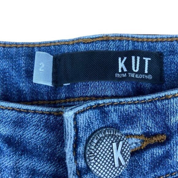 Kut From The Kloth Reese Ankle Crop Straight Leg Two Tone Raw Hem Jeans US 2 - Picture 13 of 15